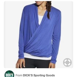Calia front wrap purple long sleeve shirt